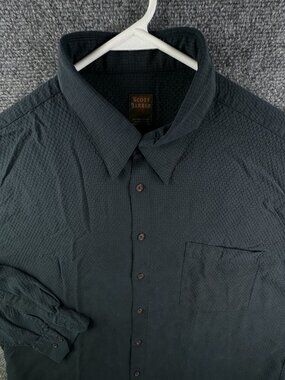 Scott Barber Men Polynosic Rayon Button Up Shirt Long Sleeve Check XL Adult
